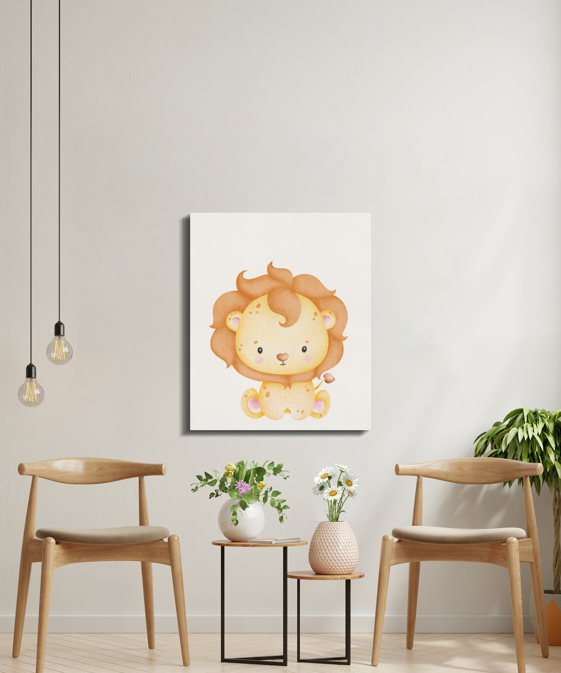 Premium Poster of Adorable Lion Cartoon Nursery Wall Art Canvas Wraps