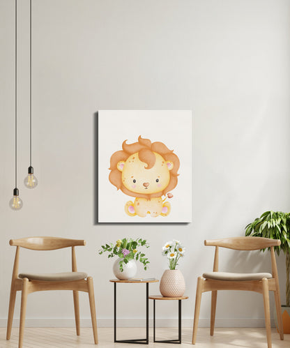 Premium Poster of Adorable Lion Cartoon Nursery Wall Art Canvas Wraps