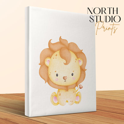 Premium Poster of Adorable Lion Cartoon Nursery Wall Art Canvas Wraps