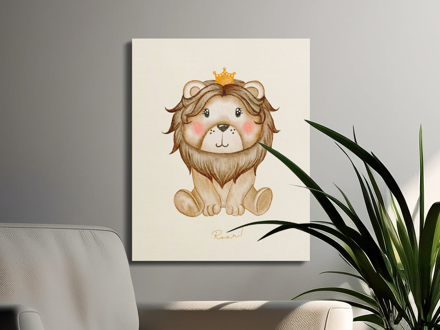 Premium Poster of Adorable Lion King Nursery Wall Art Canvas Wraps
