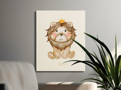 Premium Poster of Adorable Lion King Nursery Wall Art Canvas Wraps