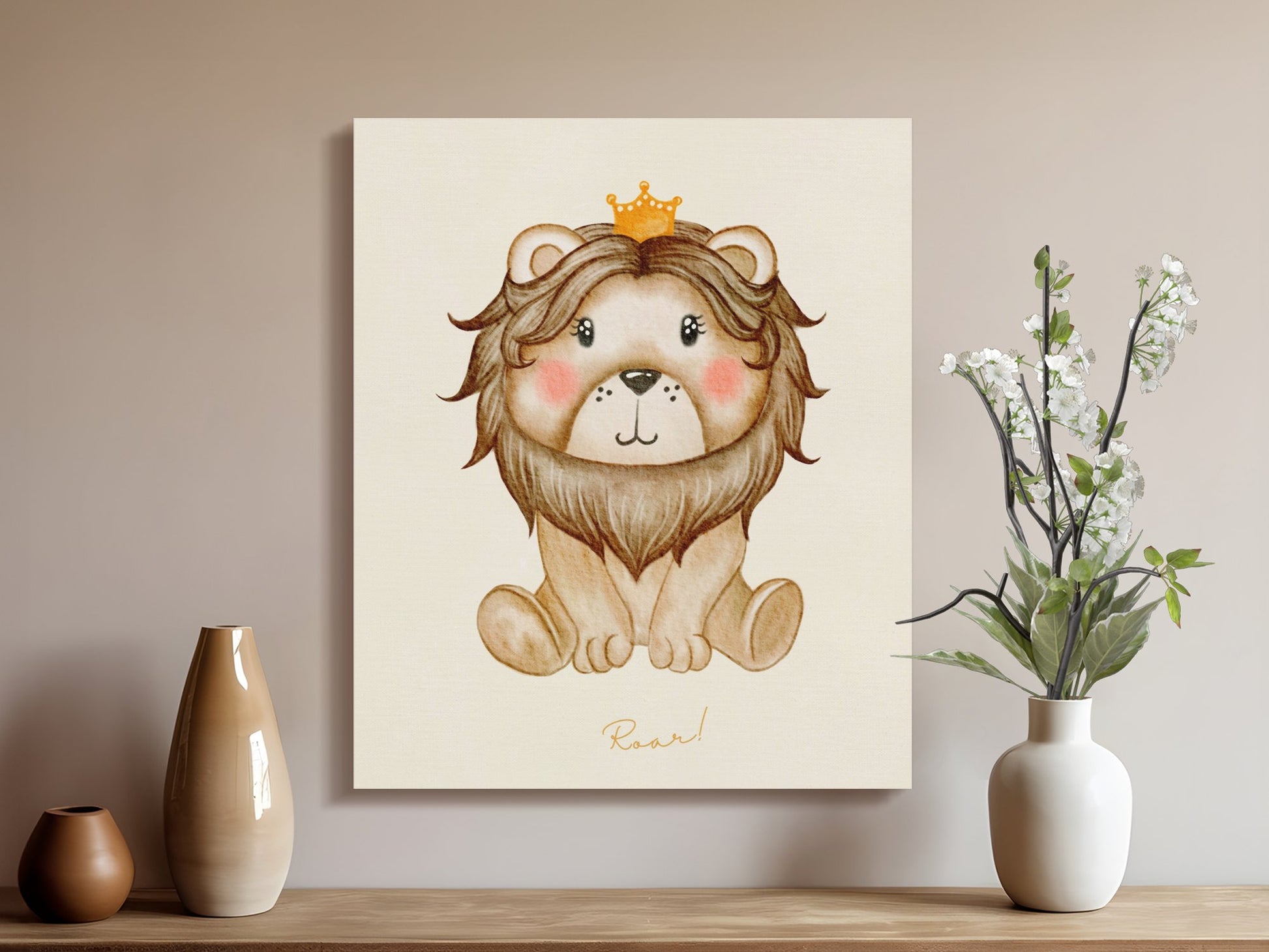 Premium Poster of Adorable Lion King Nursery Wall Art Canvas Wraps
