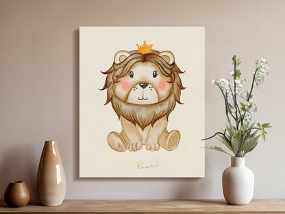Premium Poster of Adorable Lion King Nursery Wall Art Canvas Wraps