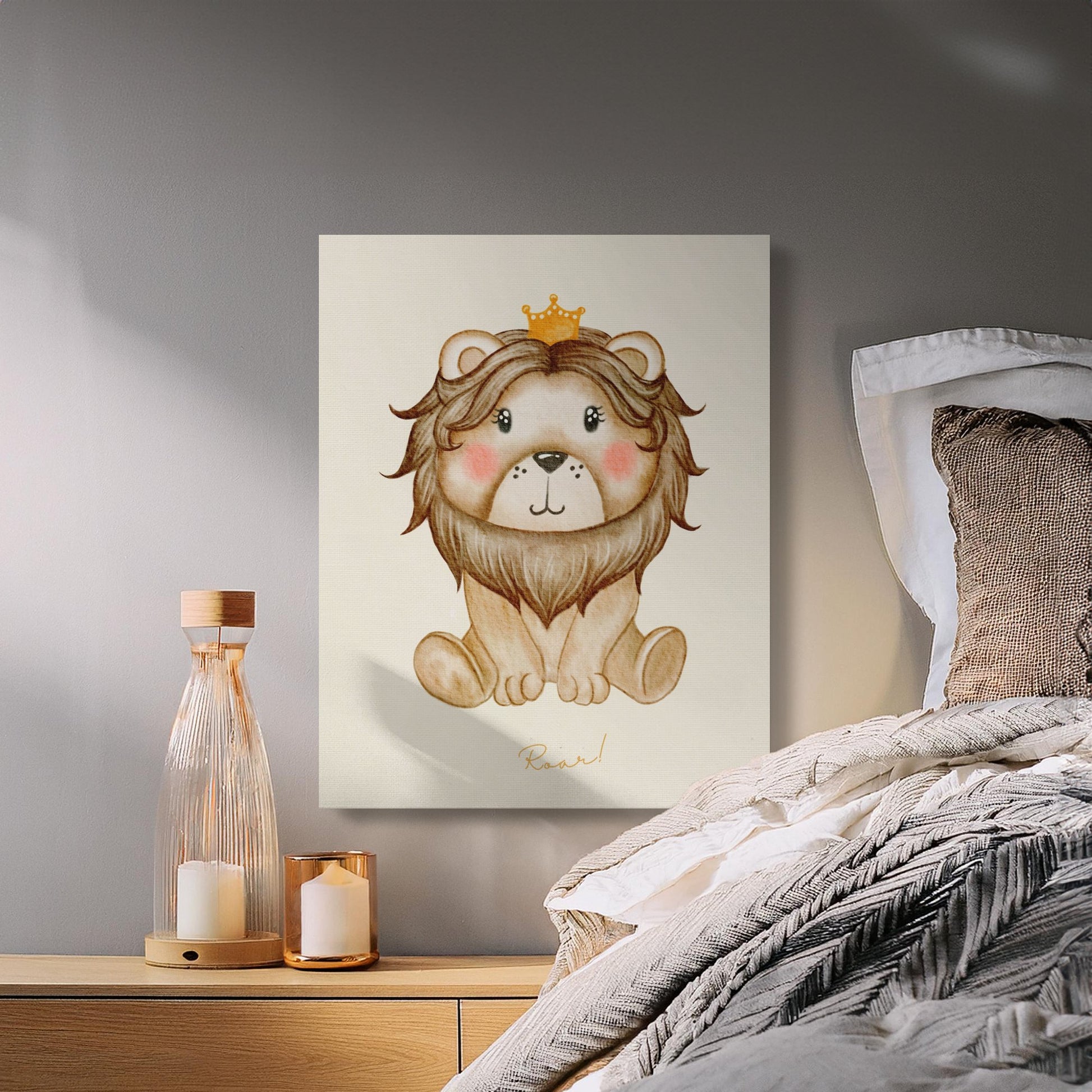 Premium Poster of Adorable Lion King Nursery Wall Art Canvas Wraps