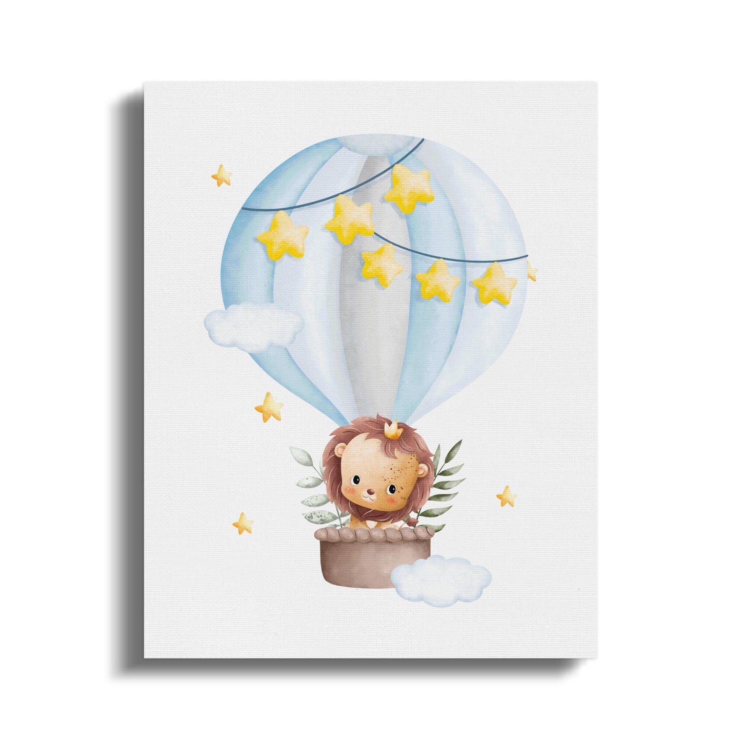 Premium Poster of Adorable Lion in Hot Air Balloon Nursery Canvas Wraps