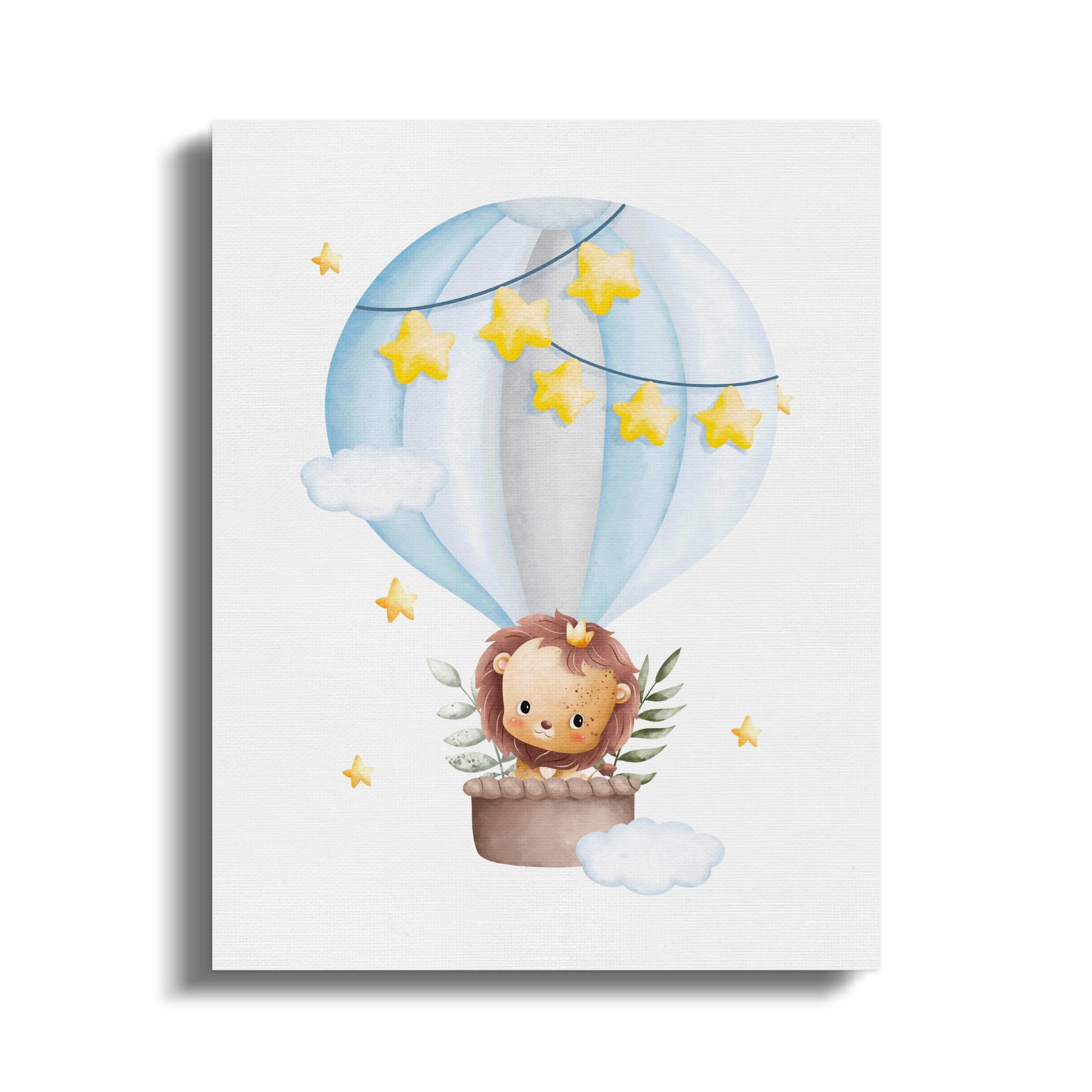 Premium Poster of Adorable Lion in Hot Air Balloon Nursery Canvas Wraps