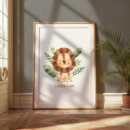 Premium Poster of Adorable Little Lion Illustration for Kids Room Posters