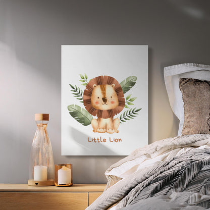 Premium Poster of Adorable Little Lion Nursery Wall Art Canvas Wraps