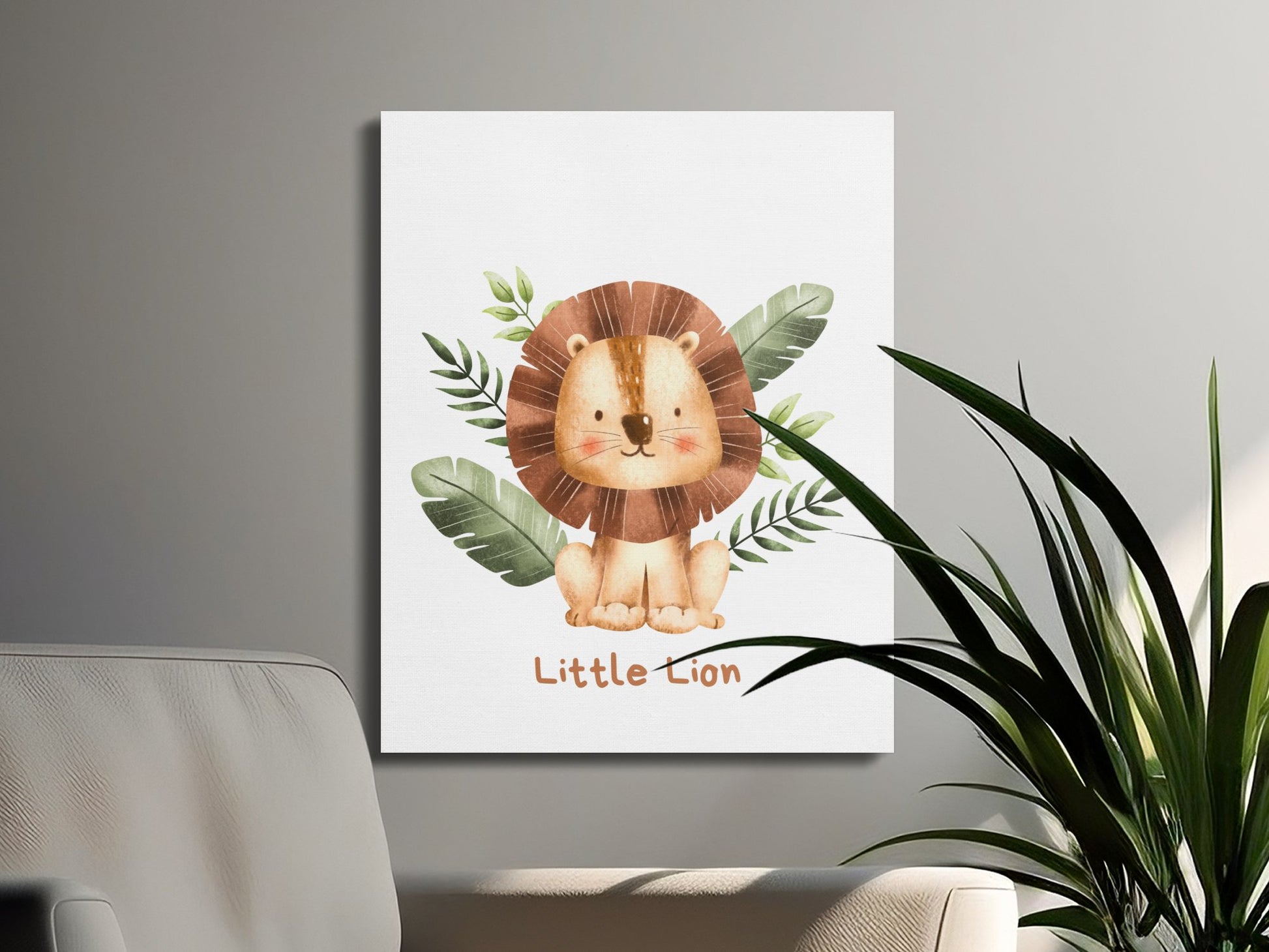 Premium Poster of Adorable Little Lion Nursery Wall Art Canvas Wraps