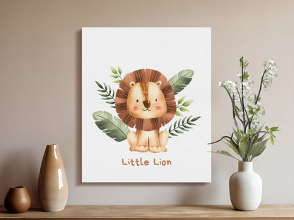 Premium Poster of Adorable Little Lion Nursery Wall Art Canvas Wraps