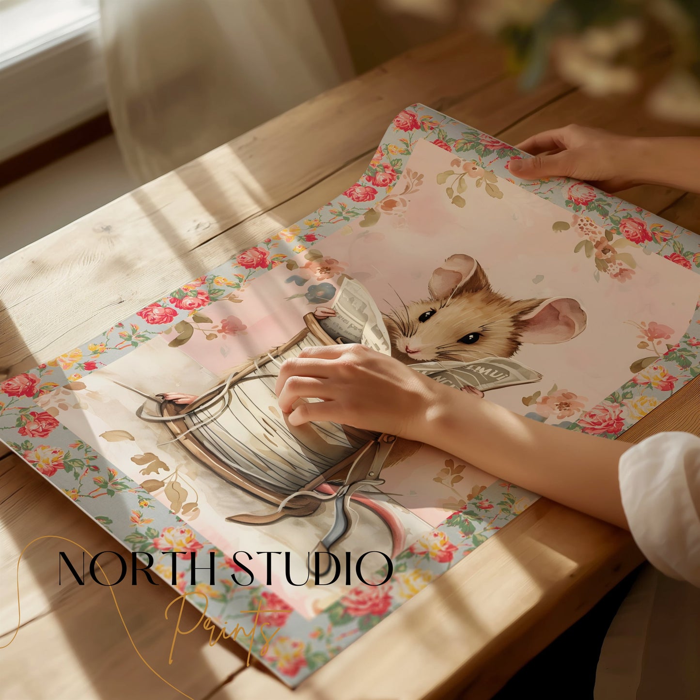 Premium Poster of Adorable Mouse Reading Newspaper Theme Art Print Posters