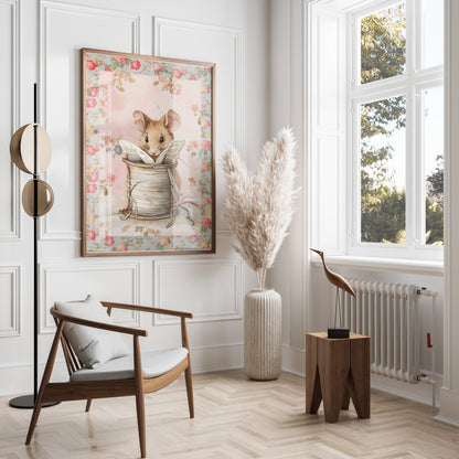 Premium Poster of Adorable Mouse Reading Newspaper Theme Art Print Posters