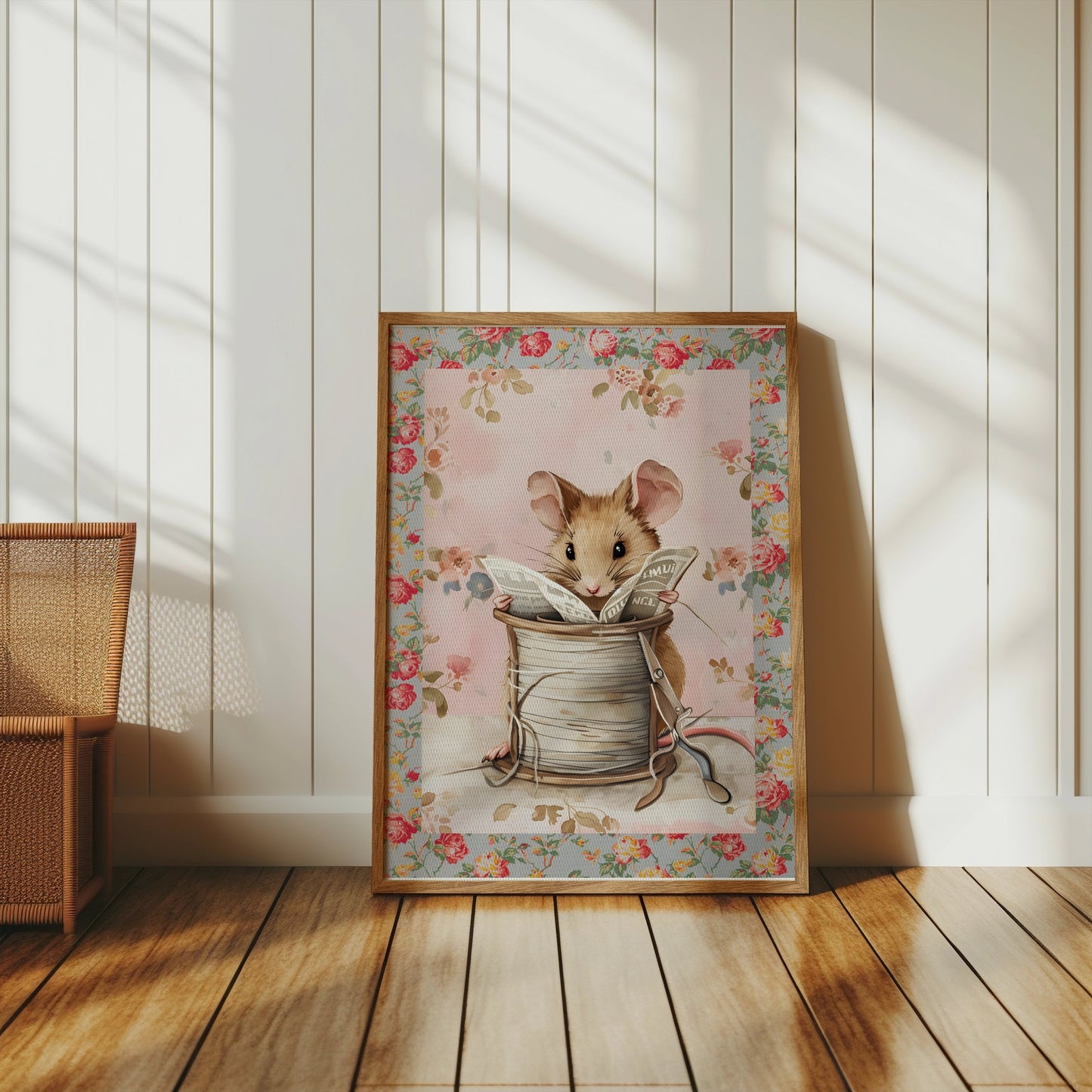 Premium Poster of Adorable Mouse Reading Newspaper Theme Art Print Posters