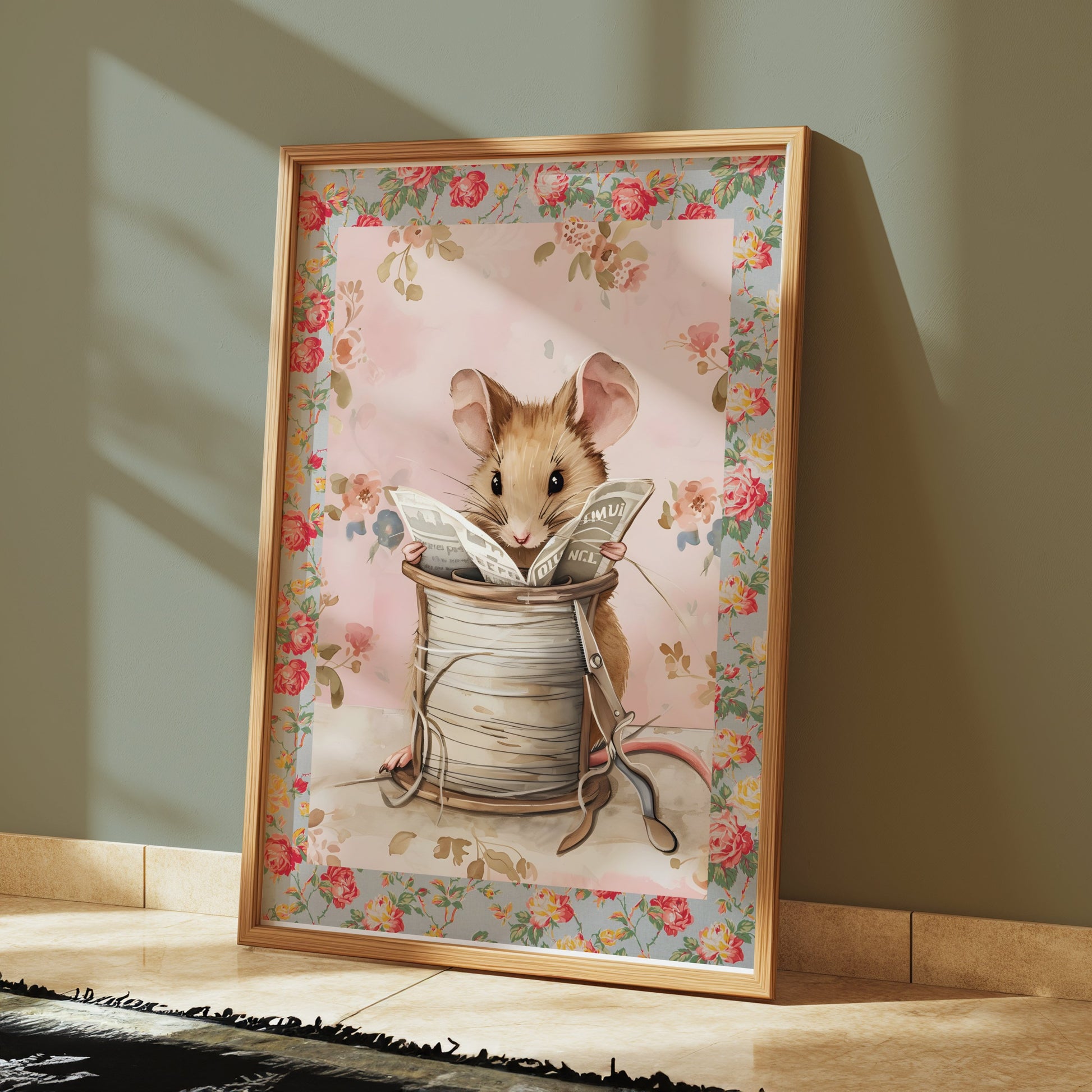 Premium Poster of Adorable Mouse Reading Newspaper Theme Art Print Posters