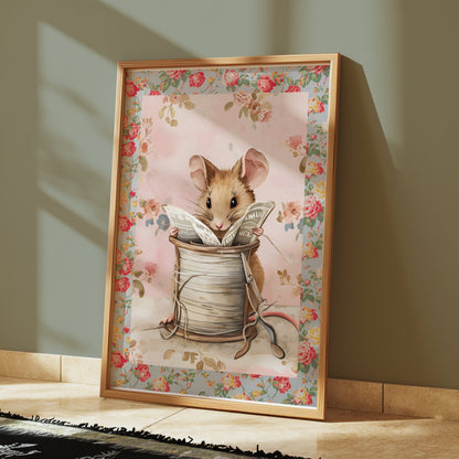 Premium Poster of Adorable Mouse Reading Newspaper Theme Art Print Posters