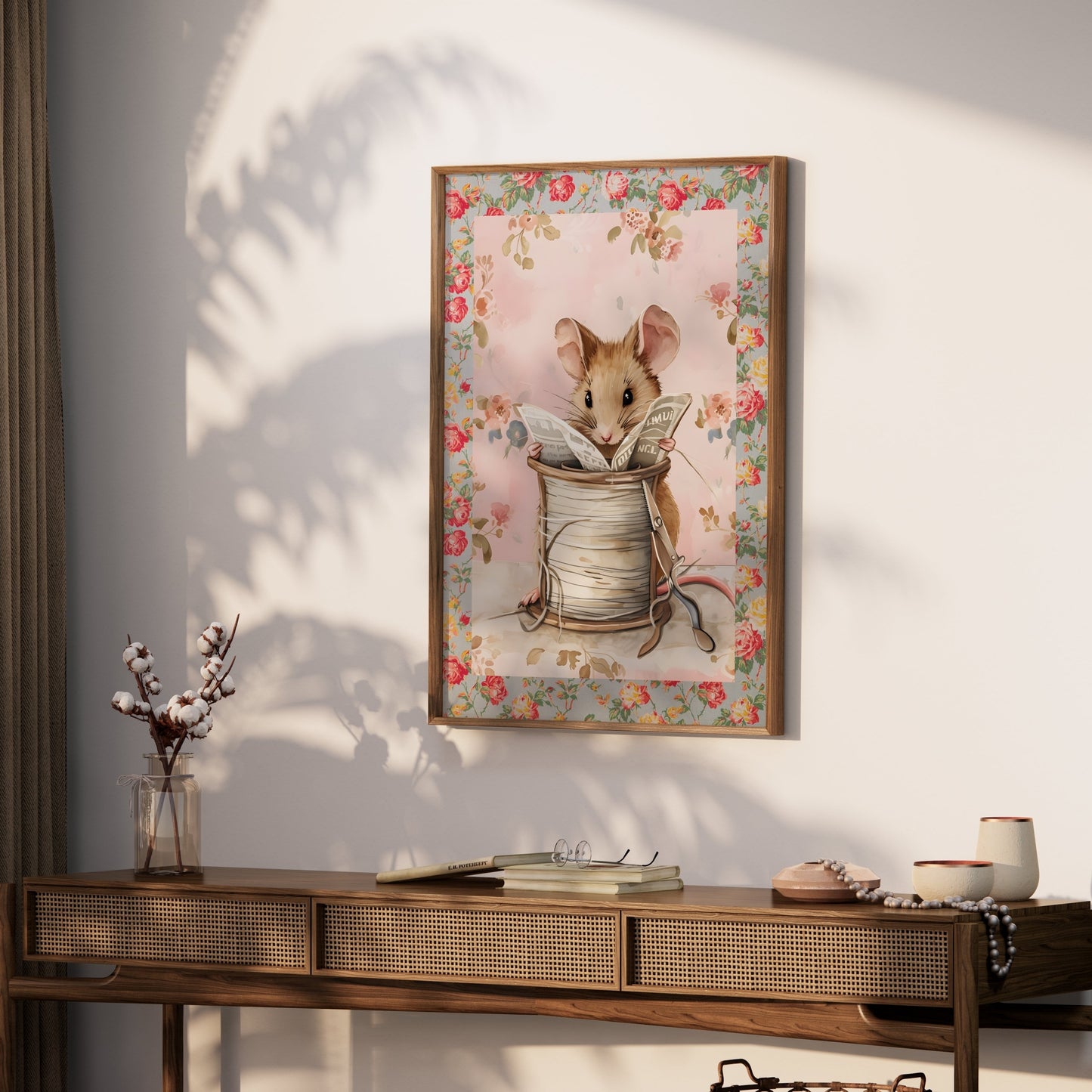 Premium Poster of Adorable Mouse Reading Newspaper Theme Art Print Posters