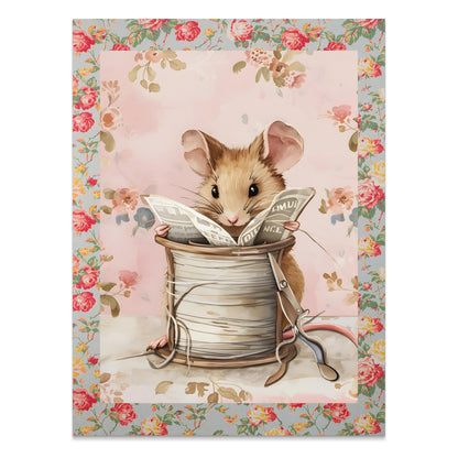 Premium Poster of Adorable Mouse Reading Newspaper Theme Art Print Posters