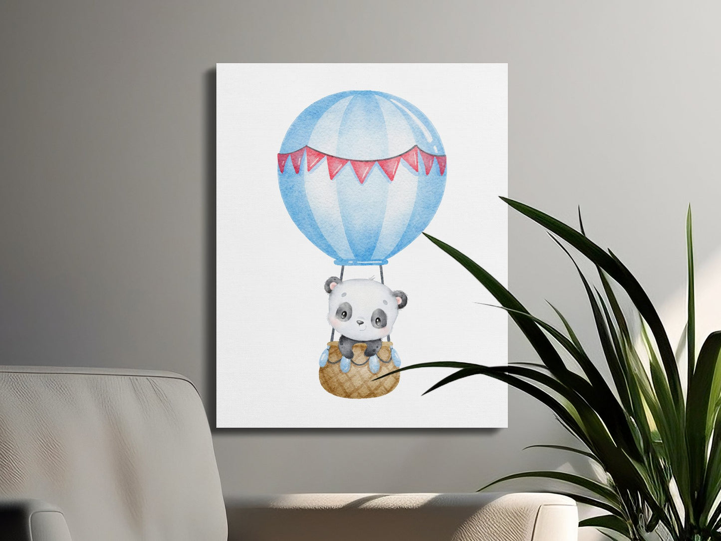 Premium Poster of Adorable Panda Hot Air Balloon Nursery Canvas Wraps