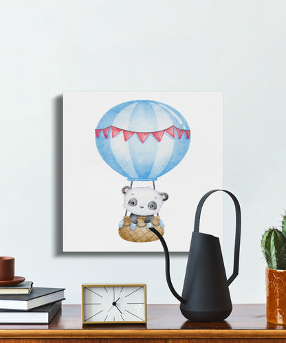 Premium Poster of Adorable Panda Hot Air Balloon Nursery Canvas Wraps