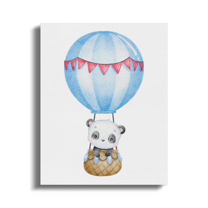 Premium Poster of Adorable Panda Hot Air Balloon Nursery Canvas Wraps