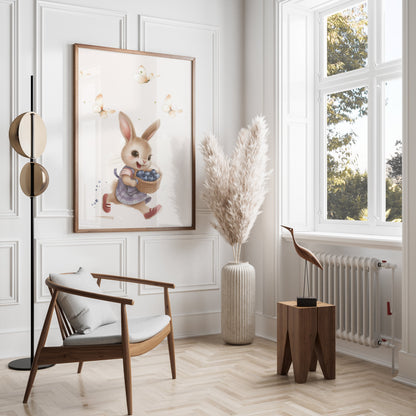 Premium Poster of Adorable Rabbit with Blueberries Wall Art Posters