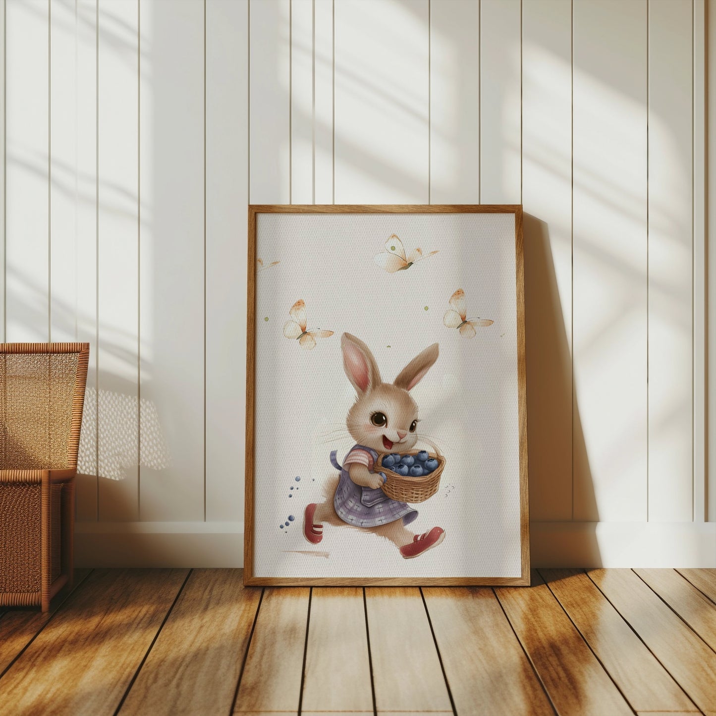 Premium Poster of Adorable Rabbit with Blueberries Wall Art Posters