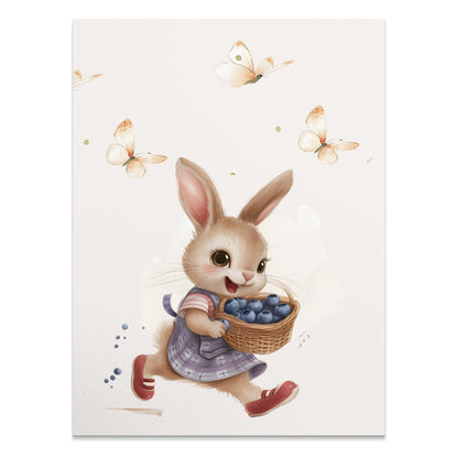 Premium Poster of Adorable Rabbit with Blueberries Wall Art Posters