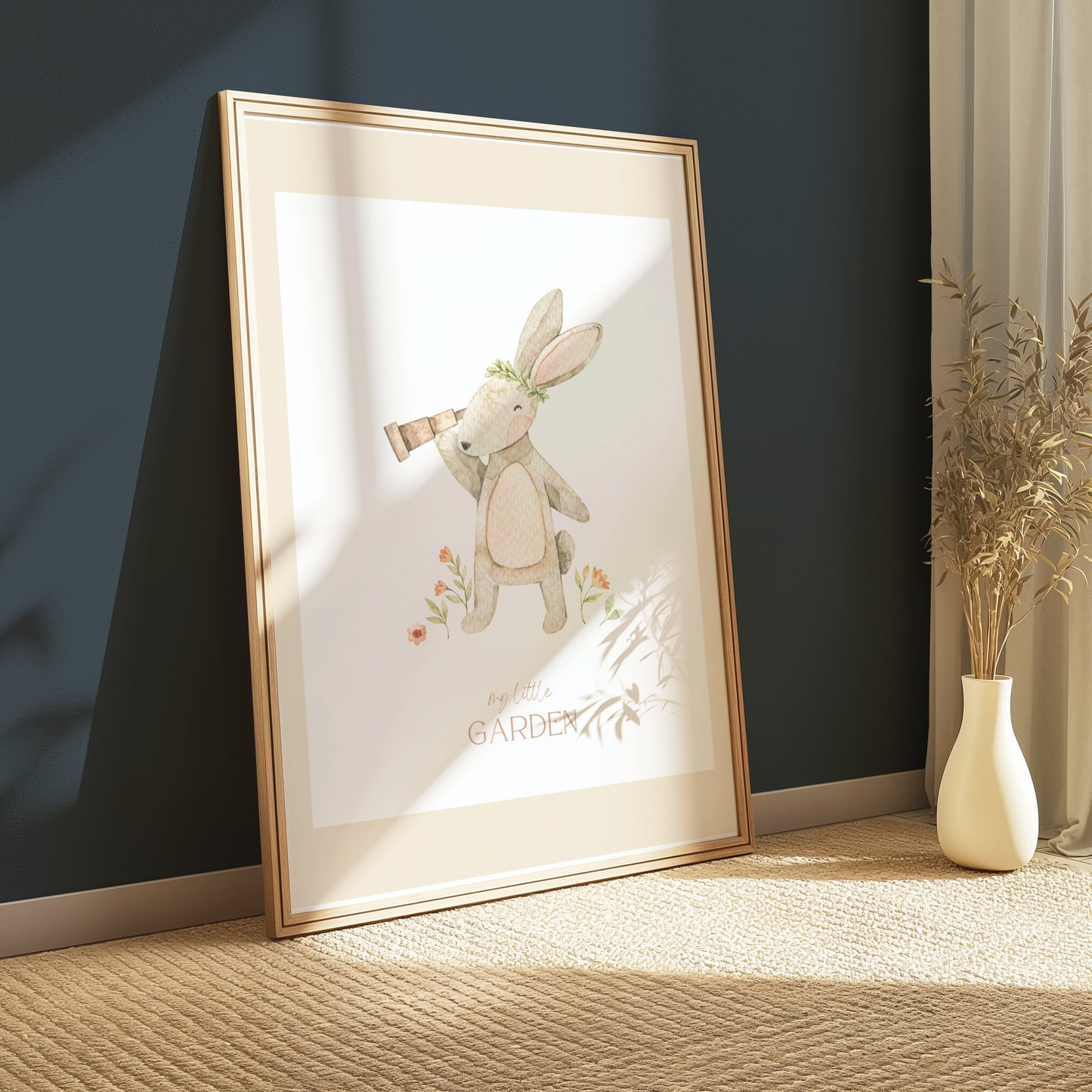Premium Poster of Adorable Rabbit with Flowers My Little Garden Posters