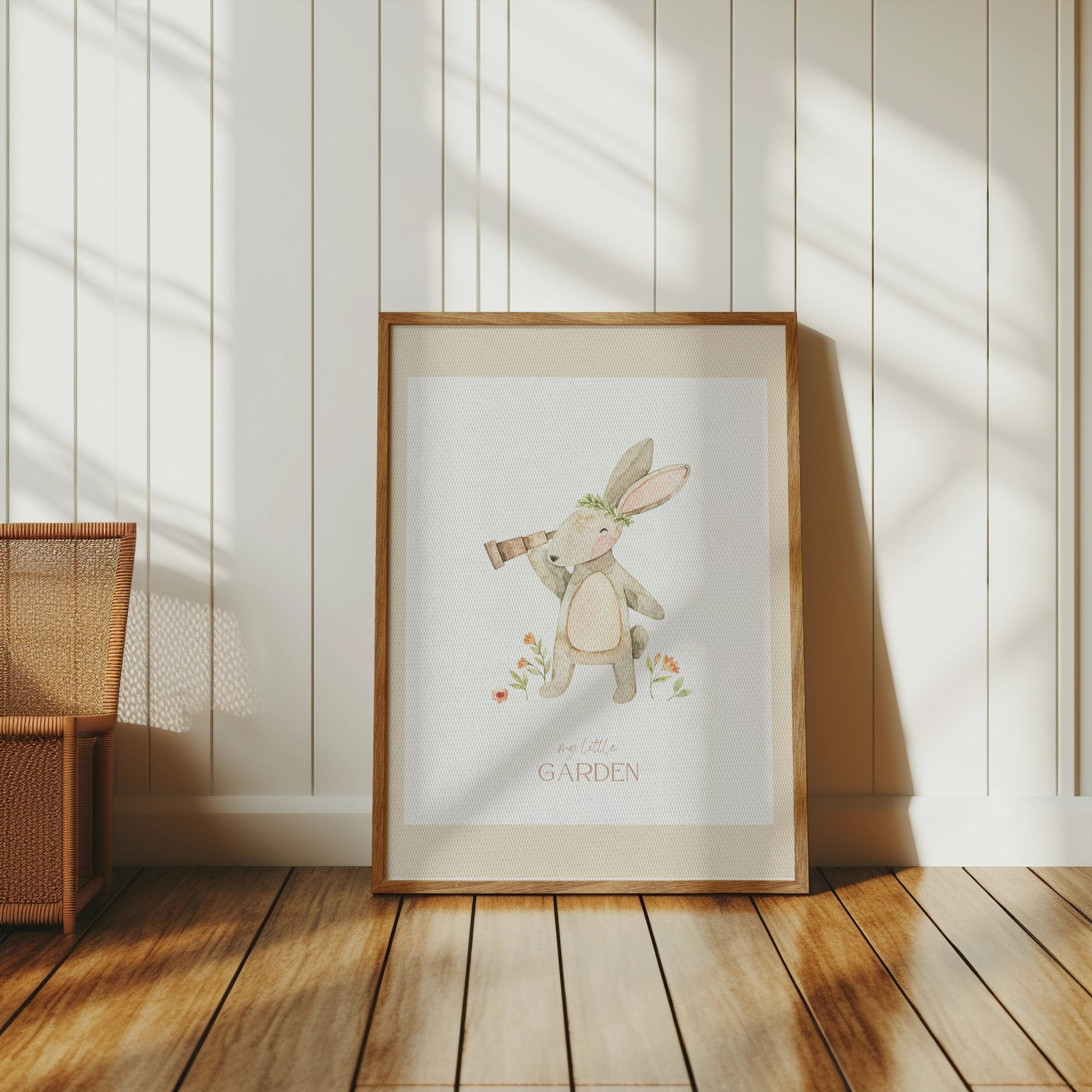 Premium Poster of Adorable Rabbit with Flowers My Little Garden Posters