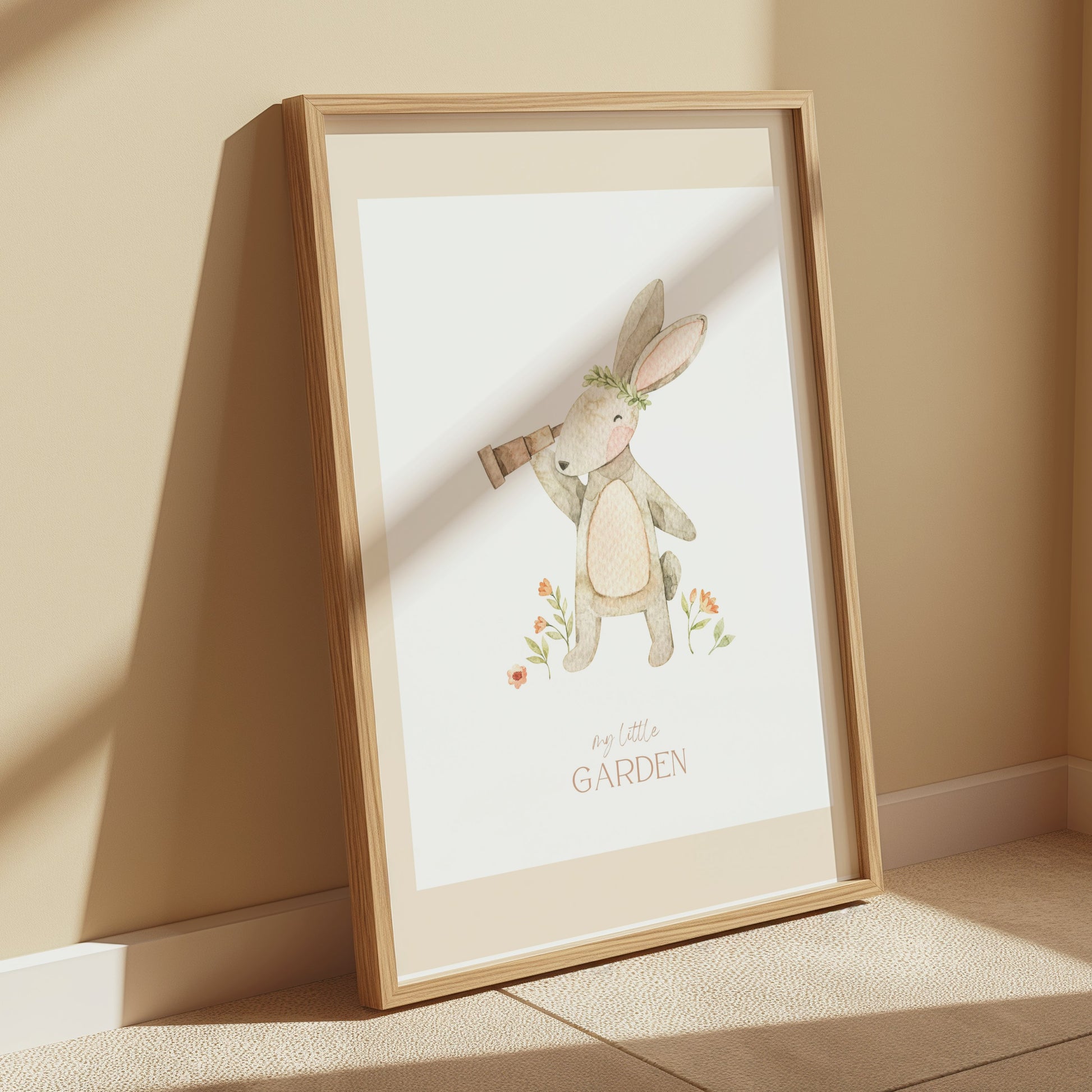 Premium Poster of Adorable Rabbit with Flowers My Little Garden Posters