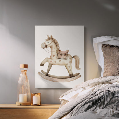 Premium Poster of Adorable Rocking Horse Nursery Wall Art Canvas Wraps