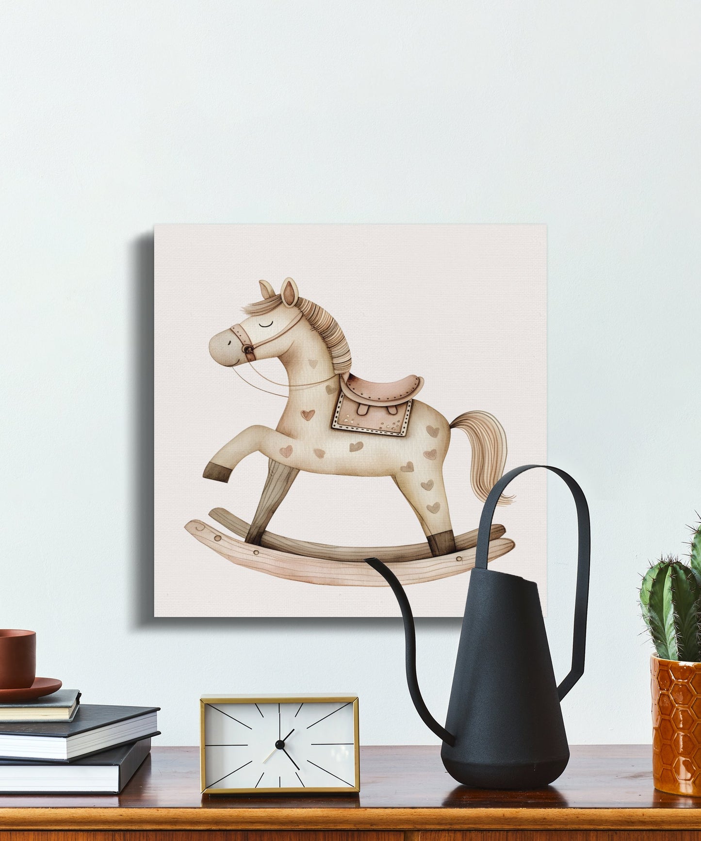 Premium Poster of Adorable Rocking Horse Nursery Wall Art Canvas Wraps