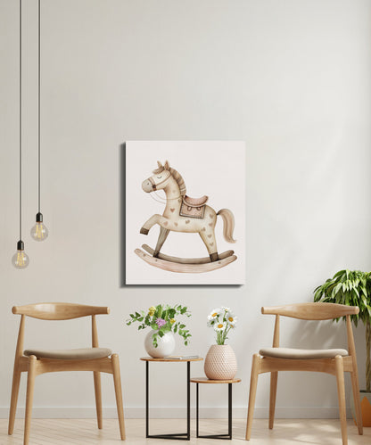 Premium Poster of Adorable Rocking Horse Nursery Wall Art Canvas Wraps