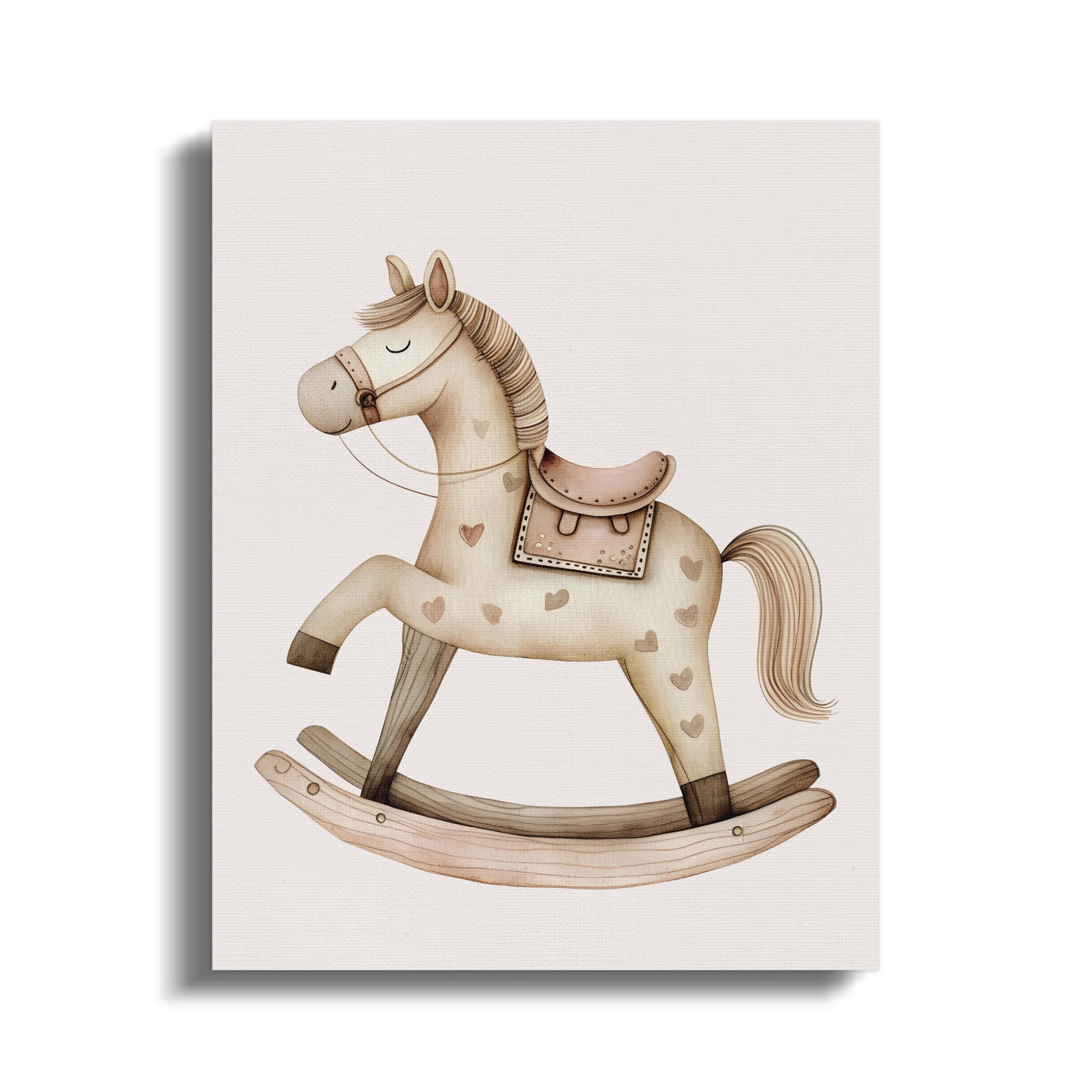Premium Poster of Adorable Rocking Horse Nursery Wall Art Canvas Wraps
