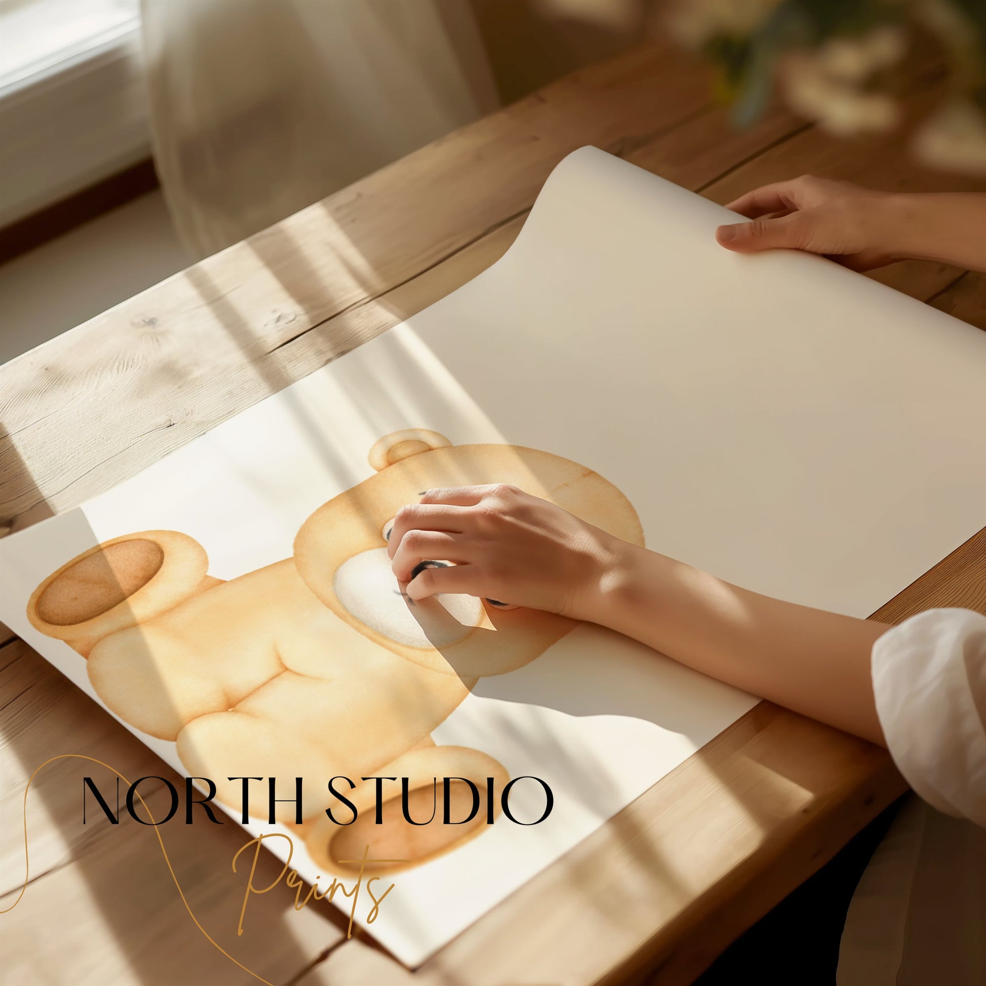 Premium Poster of Adorable Sitting Teddy Bear Illustration Posters