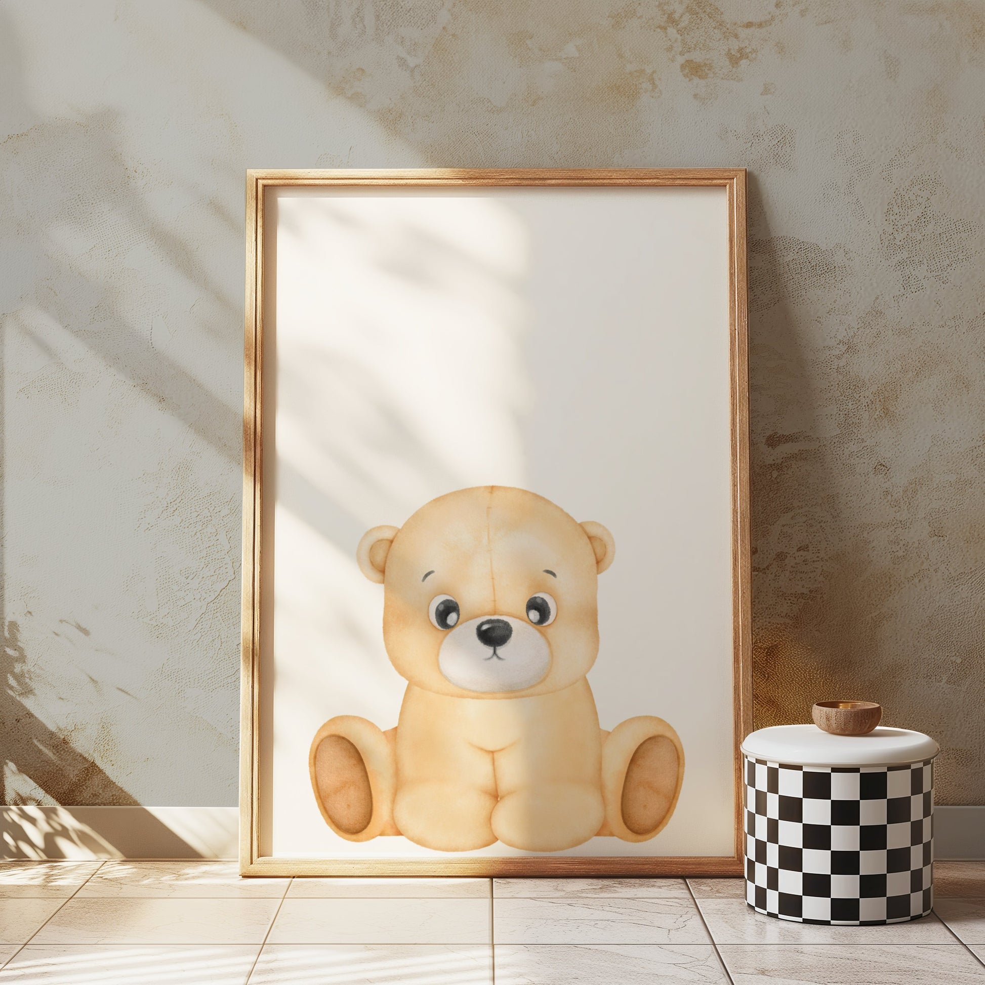 Premium Poster of Adorable Sitting Teddy Bear Illustration Posters