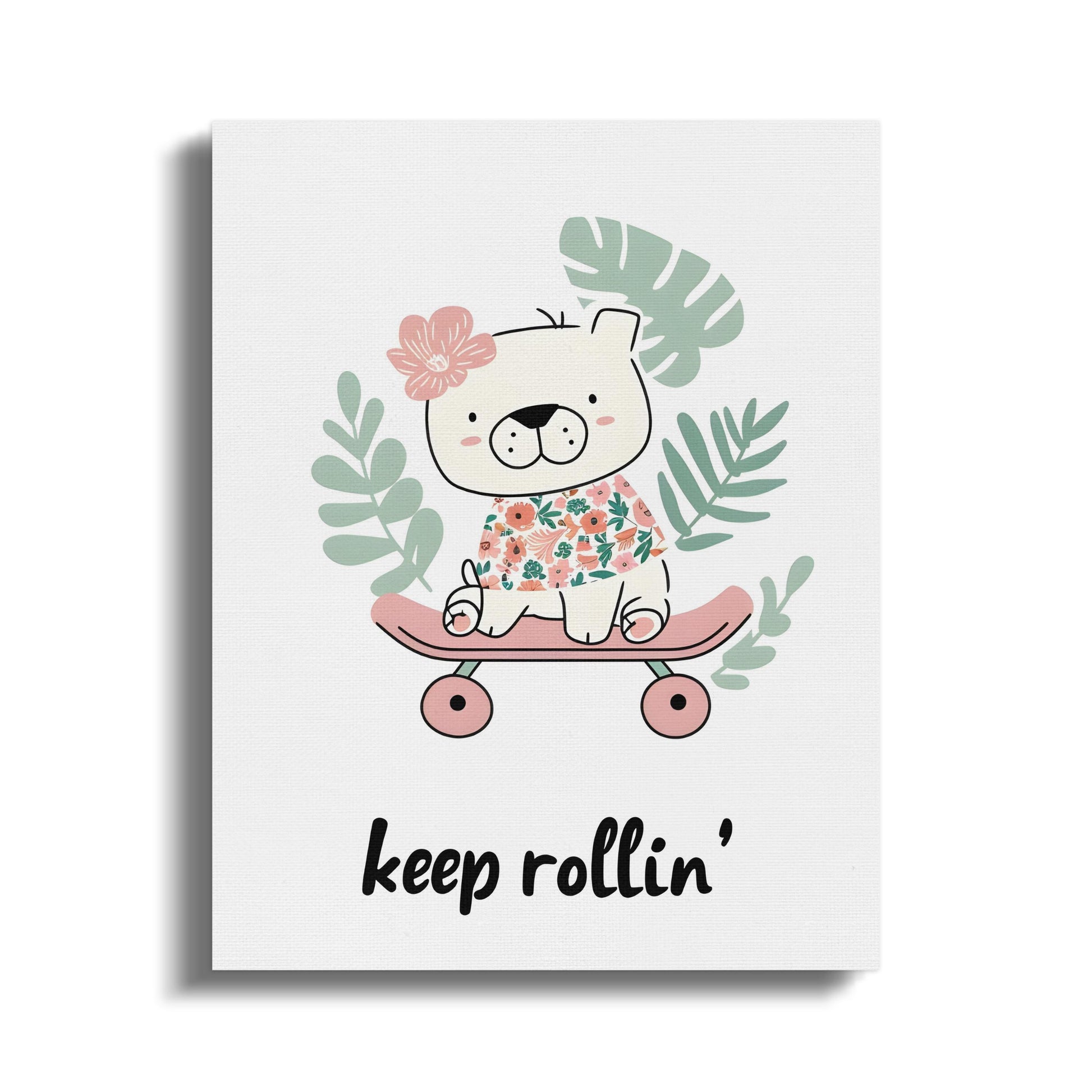 Premium Poster of Adorable Skateboarding Bear Nursery Canvas Wraps