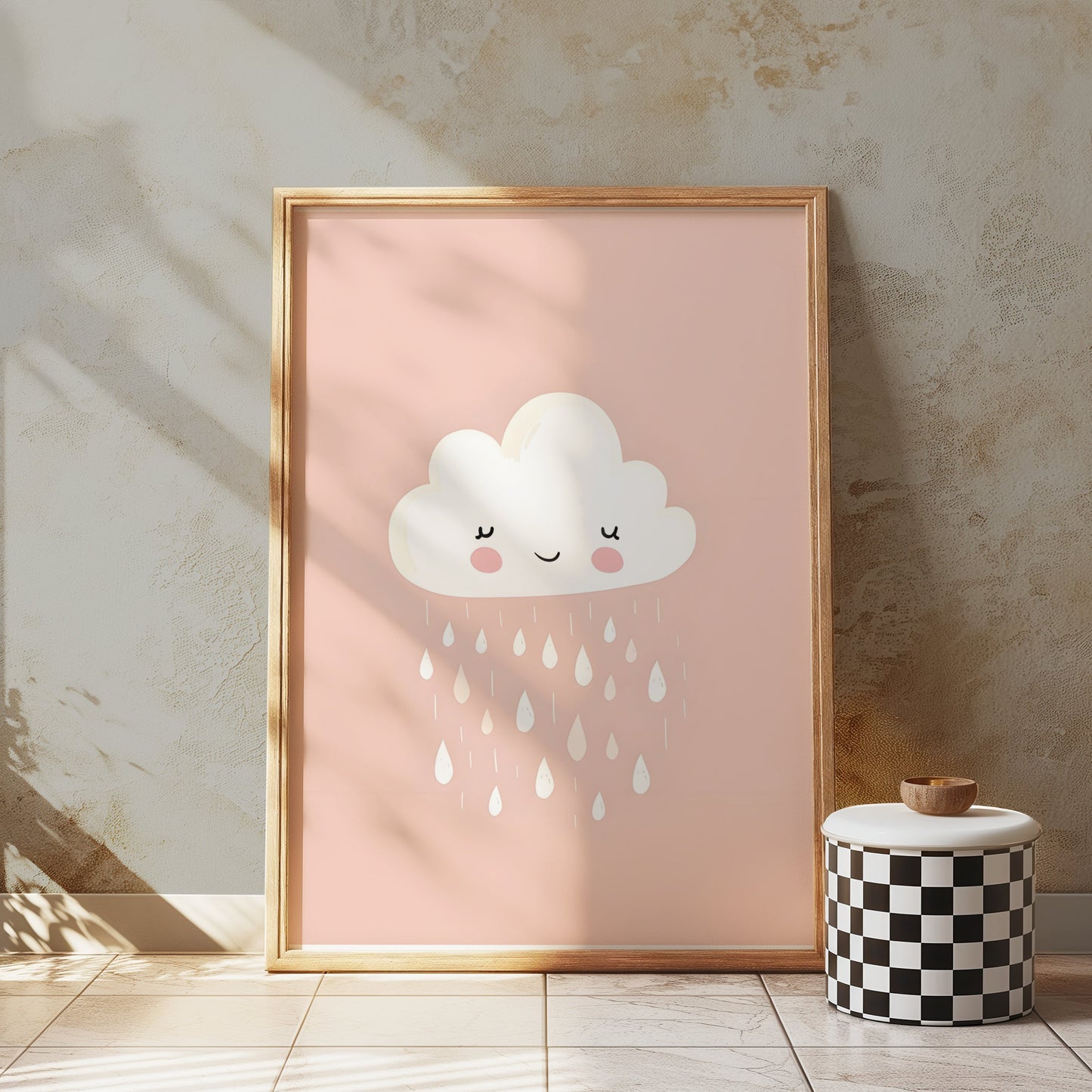 Premium Poster of Adorable Smiling Cloud with Raindrops Posters