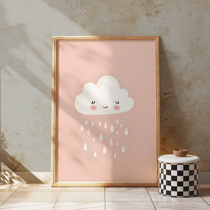 Premium Poster of Adorable Smiling Cloud with Raindrops Posters