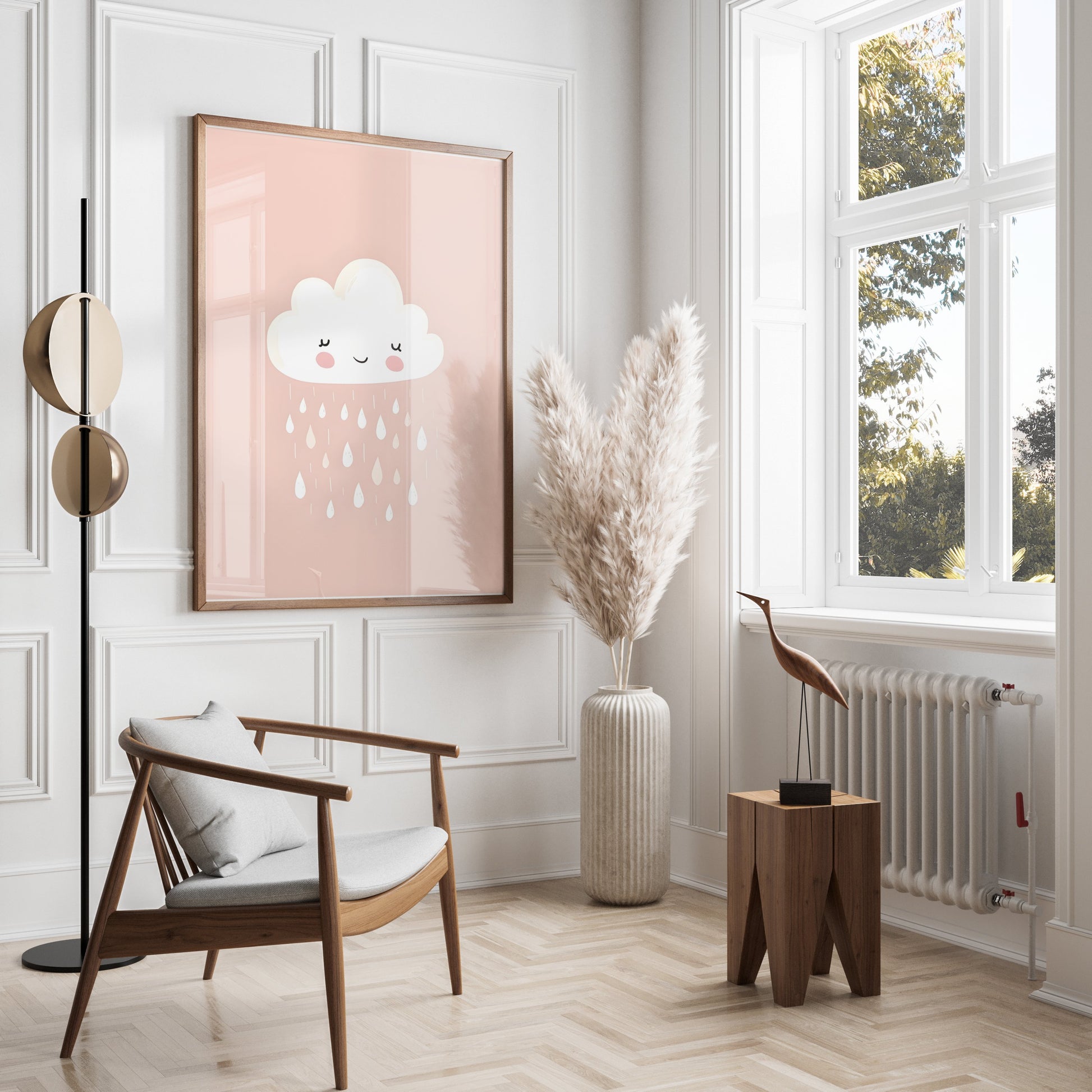 Premium Poster of Adorable Smiling Cloud with Raindrops Posters