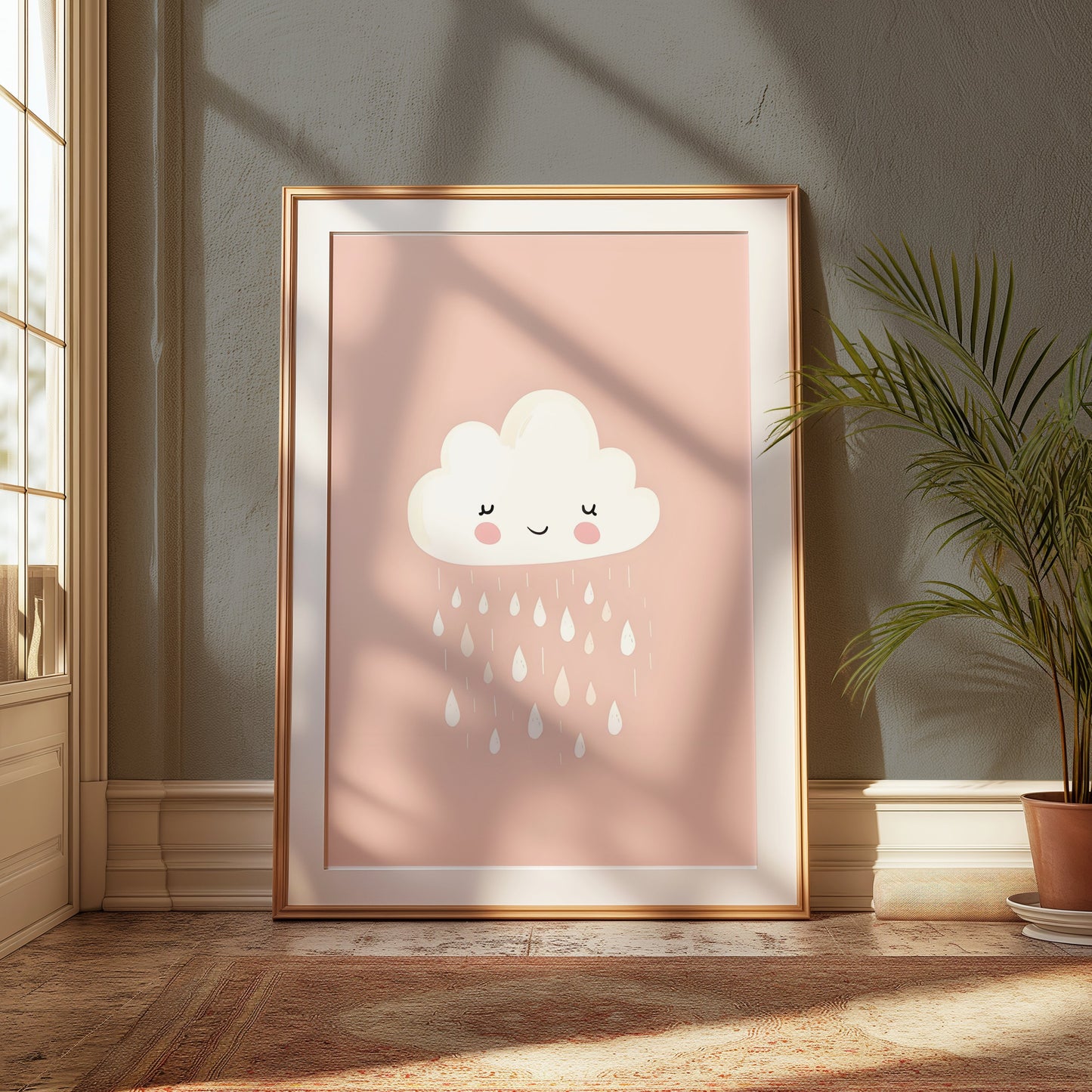 Premium Poster of Adorable Smiling Cloud with Raindrops Posters