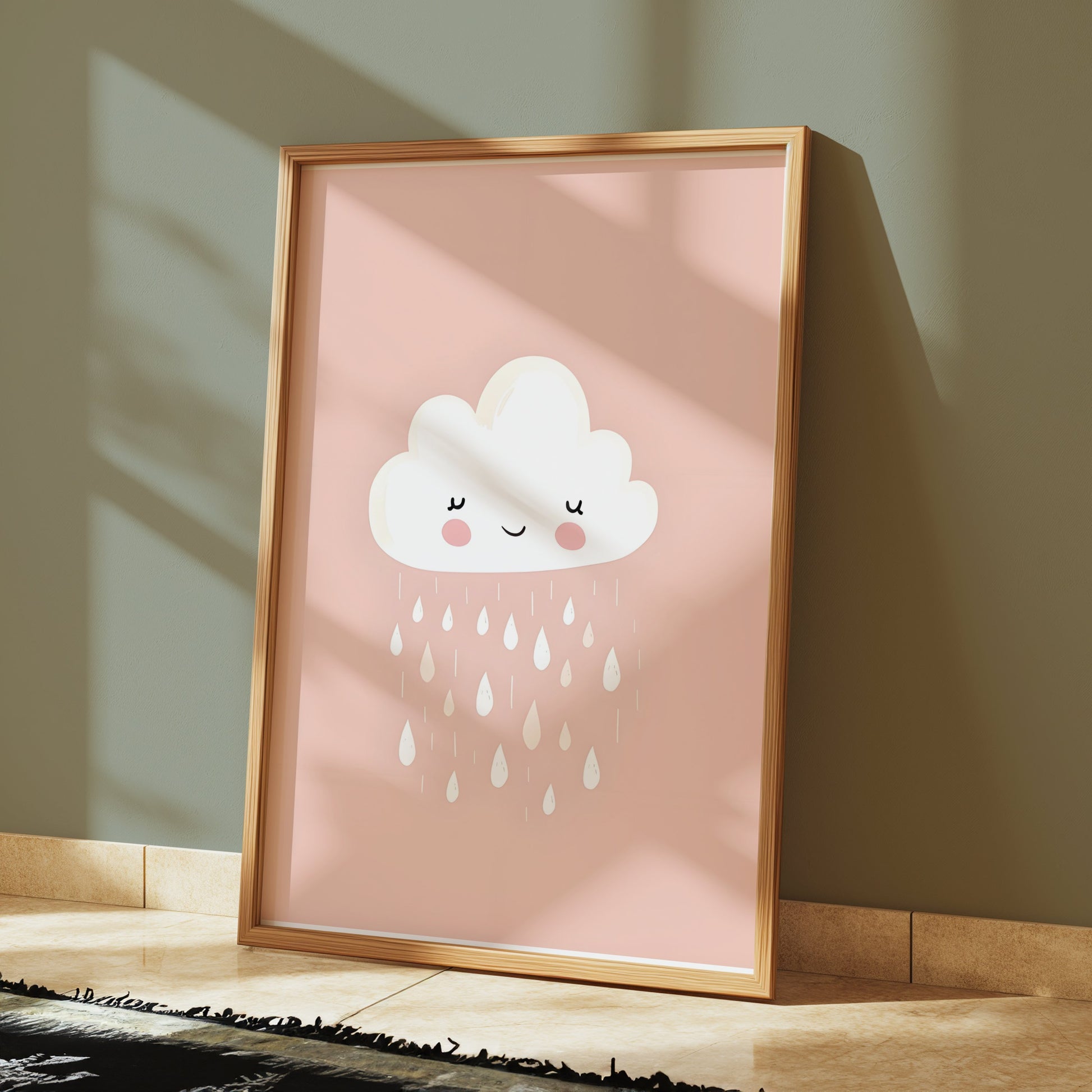 Premium Poster of Adorable Smiling Cloud with Raindrops Posters