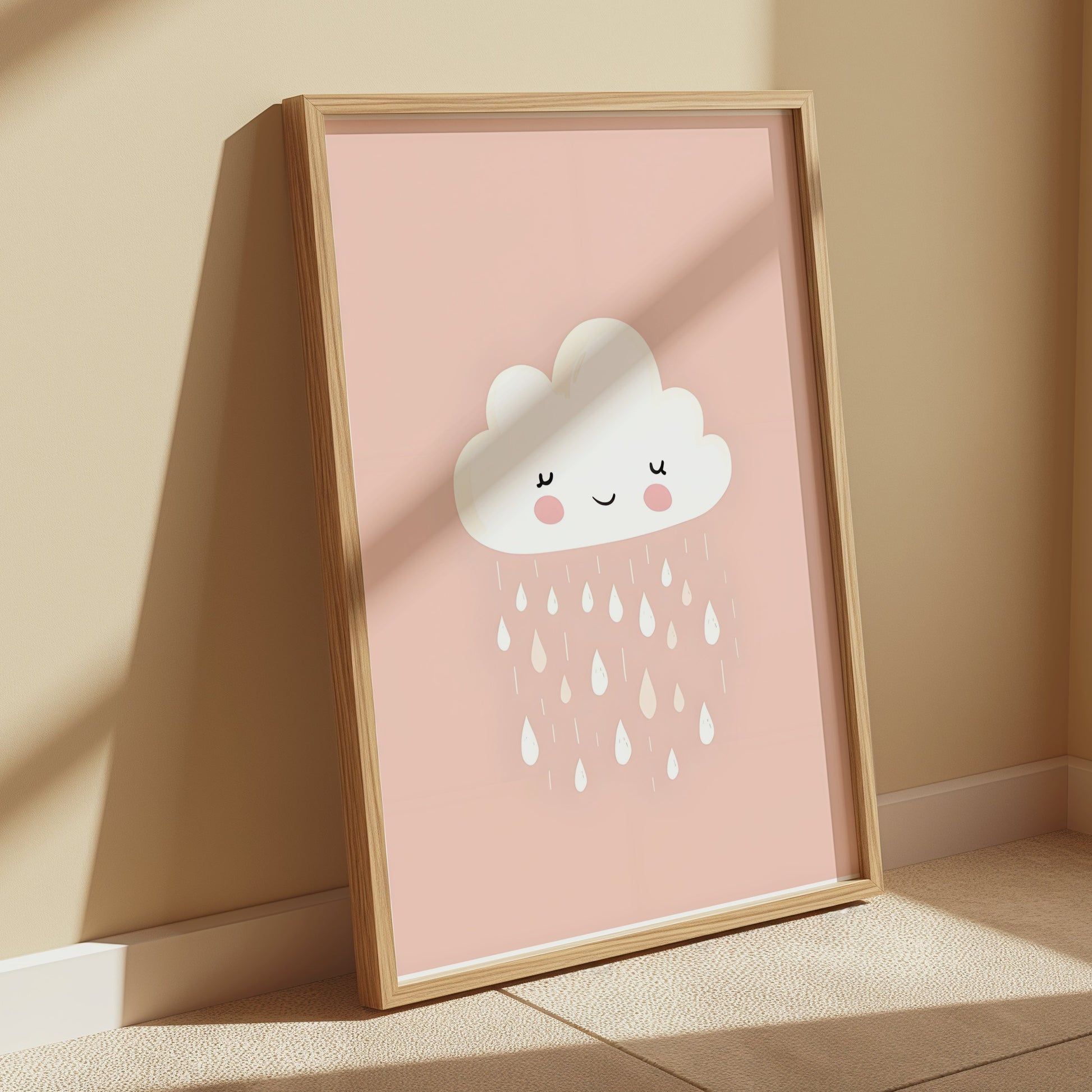 Premium Poster of Adorable Smiling Cloud with Raindrops Posters