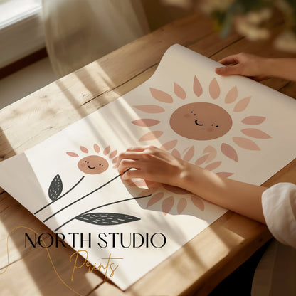 Premium Poster of Adorable Sunflower Family Art Beautiful Smiling Faces Posters