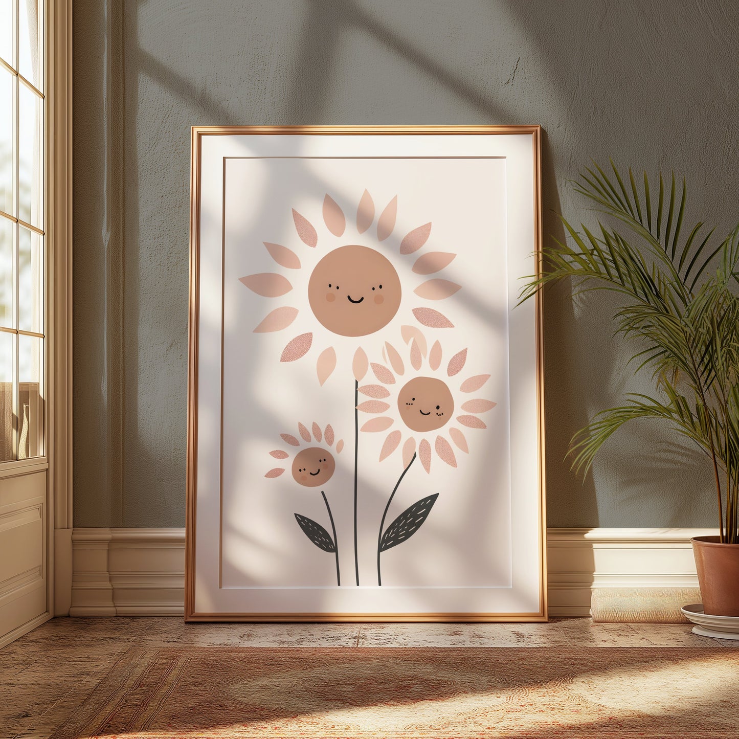 Premium Poster of Adorable Sunflower Family Art Beautiful Smiling Faces Posters