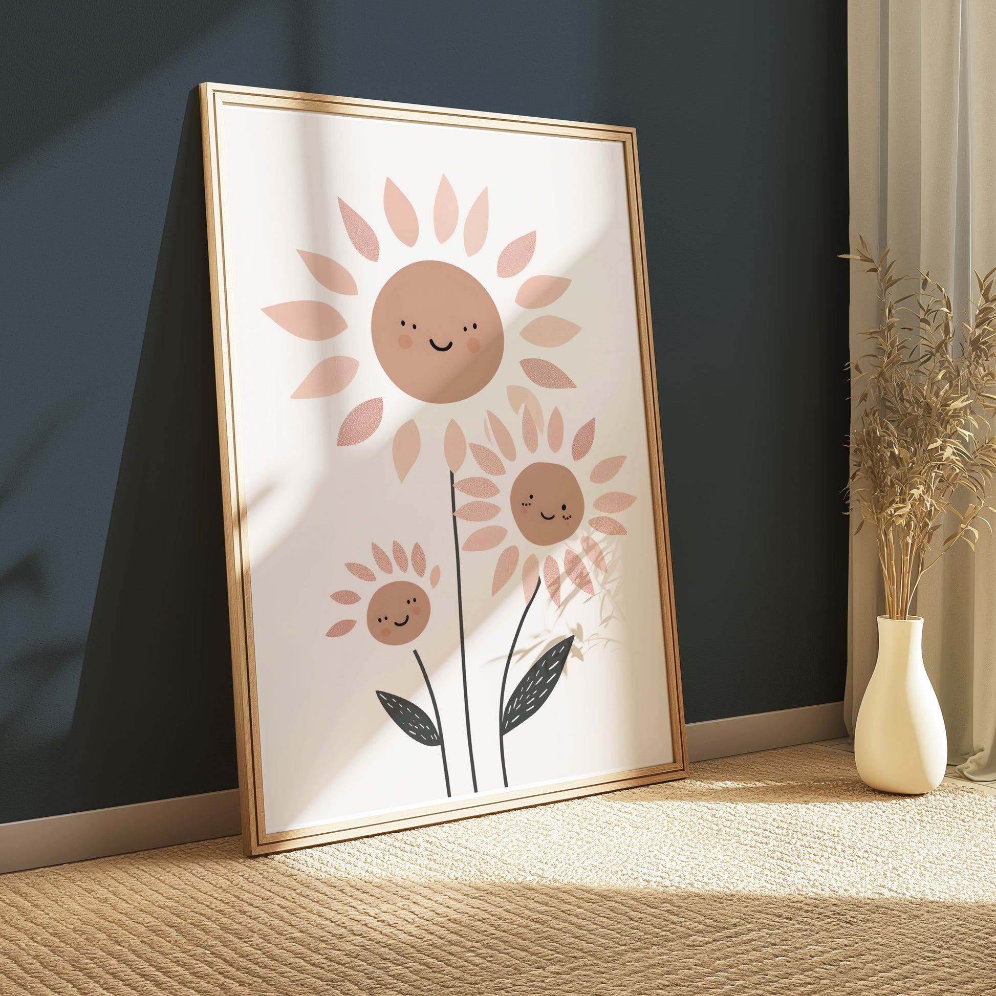 Premium Poster of Adorable Sunflower Family Art Beautiful Smiling Faces Posters
