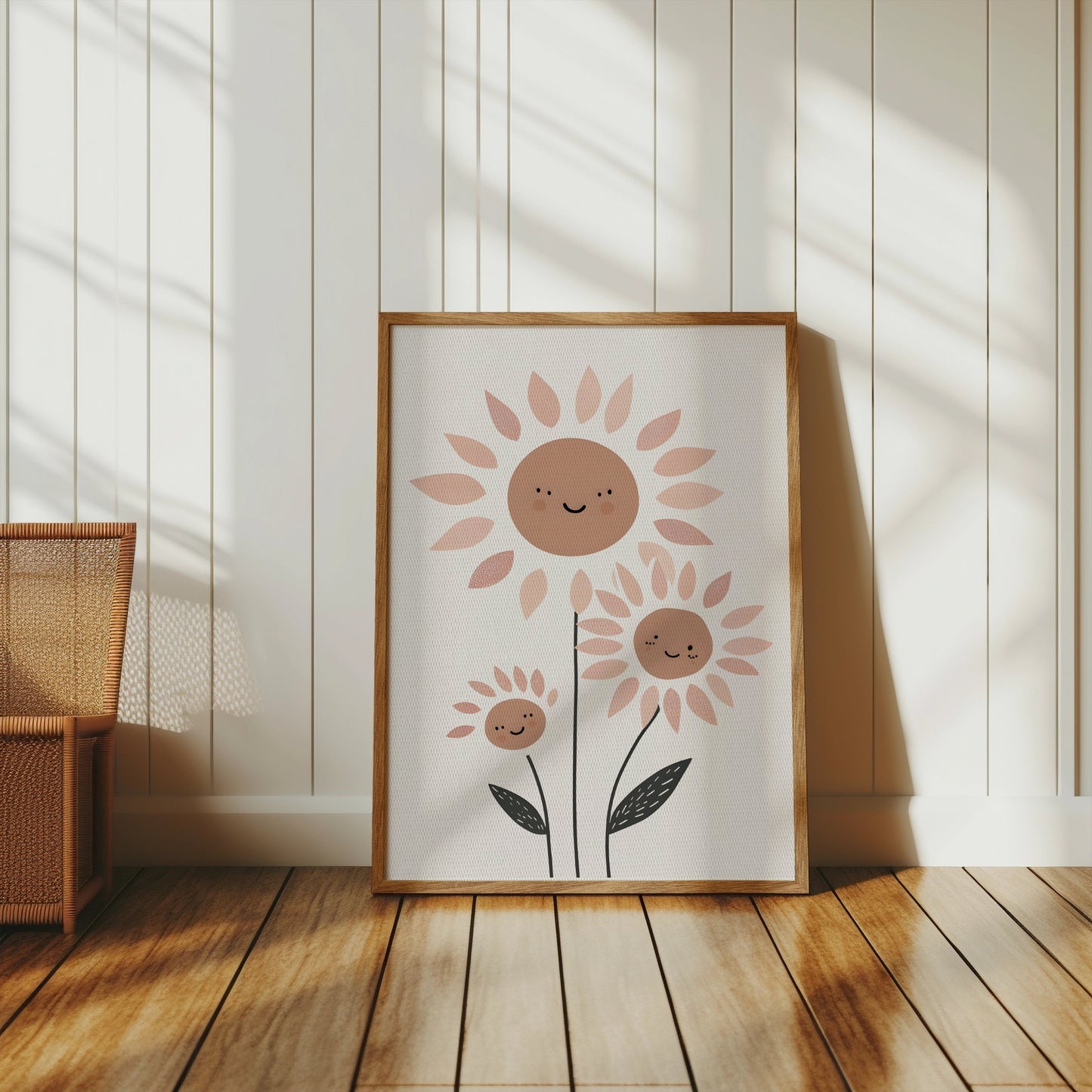 Premium Poster of Adorable Sunflower Family Art Beautiful Smiling Faces Posters