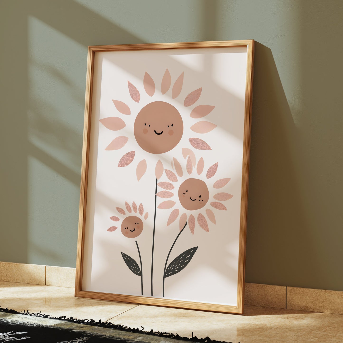 Premium Poster of Adorable Sunflower Family Art Beautiful Smiling Faces Posters