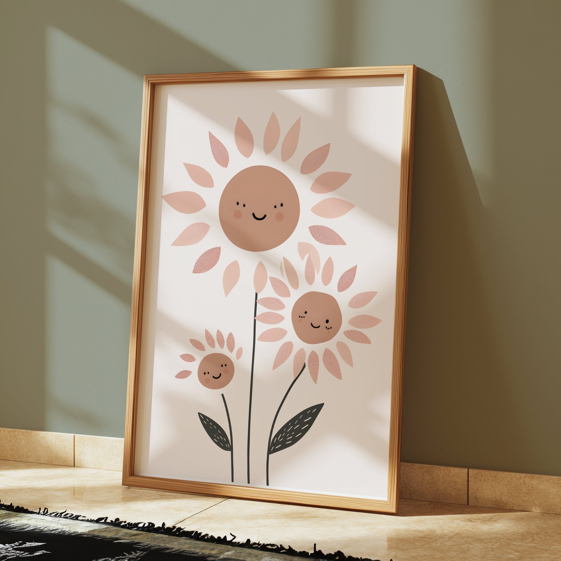 Premium Poster of Adorable Sunflower Family Art Beautiful Smiling Faces Posters