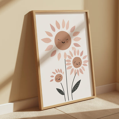 Premium Poster of Adorable Sunflower Family Art Beautiful Smiling Faces Posters